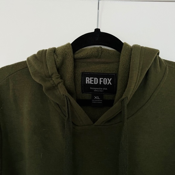 Rare Unisex Olive Green Red Fox Size XL Chunky Zippered Streetwear Hoodie - Picture 5 of 5